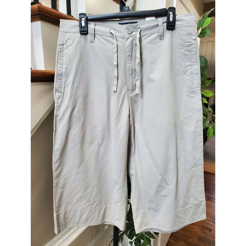 Bossini Women's Solid Gray Cotton Mid Rise Straight‎ Legs Casual Pant Size Large